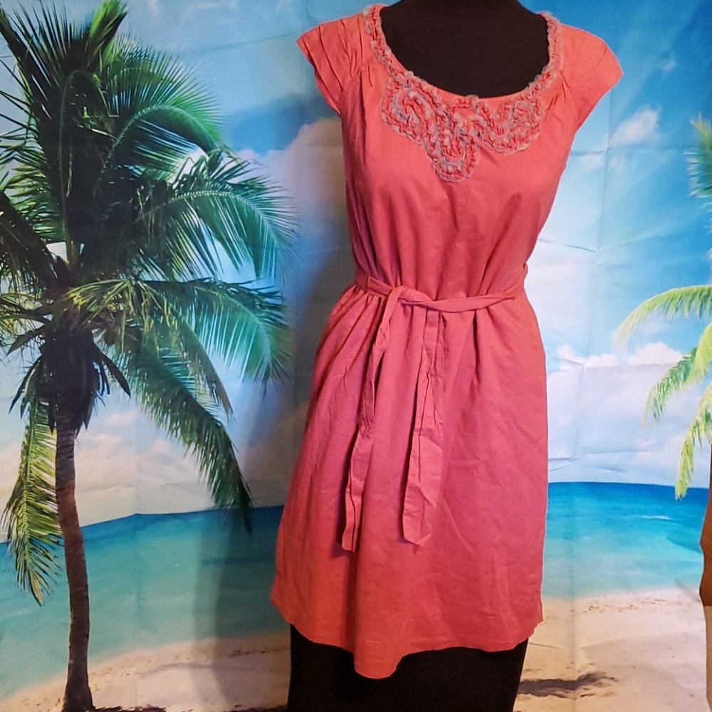Merona retro style sleeveless dress pink/coral XS